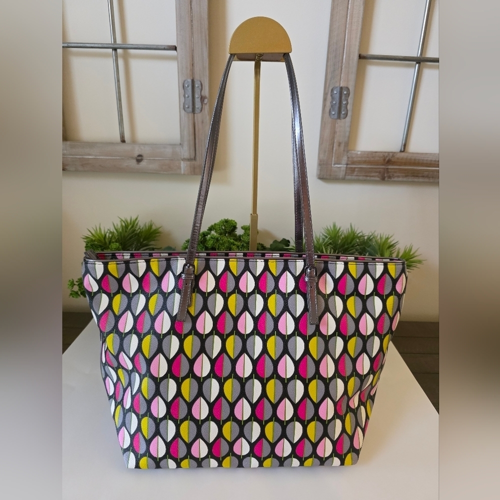 Vera Bradley Retired Large Tote &  Matching Wallet- Moon Drops Pattern - Picture 4 of 14